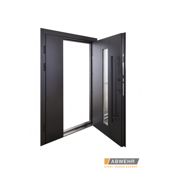 Вхідні двері полуторні ABWEHR Ufo Black для вулиці